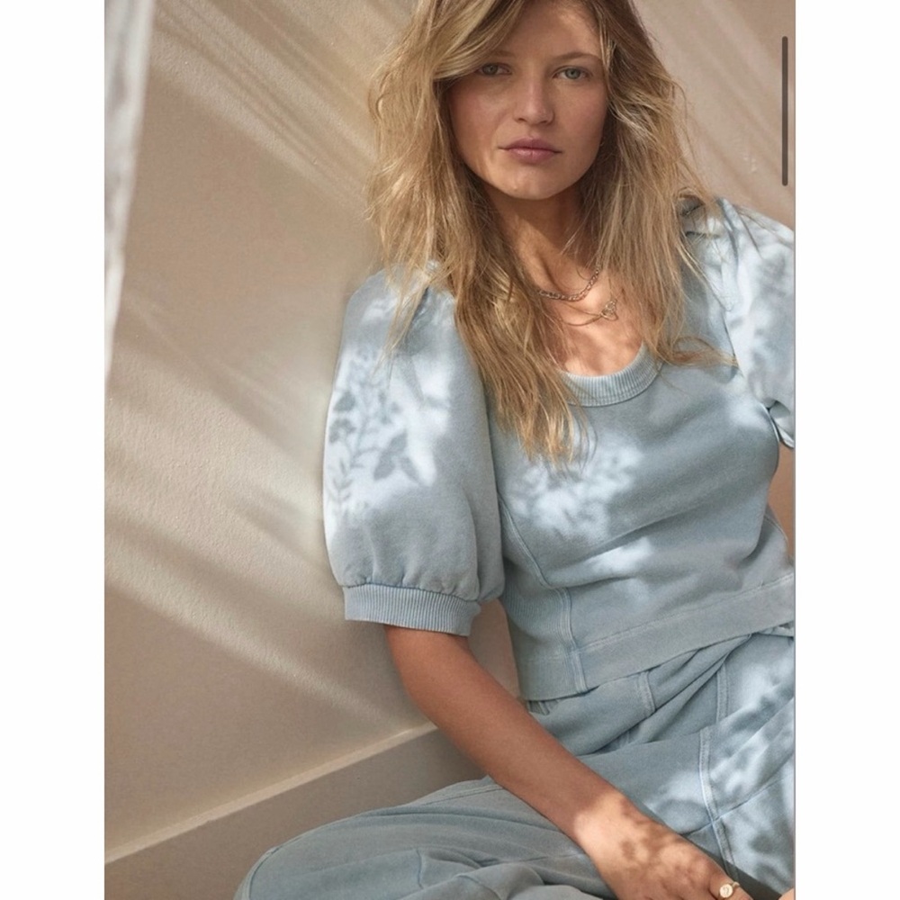 Aerie Seams Right Short Sleeve Sweatshirt in Cloud Wash
